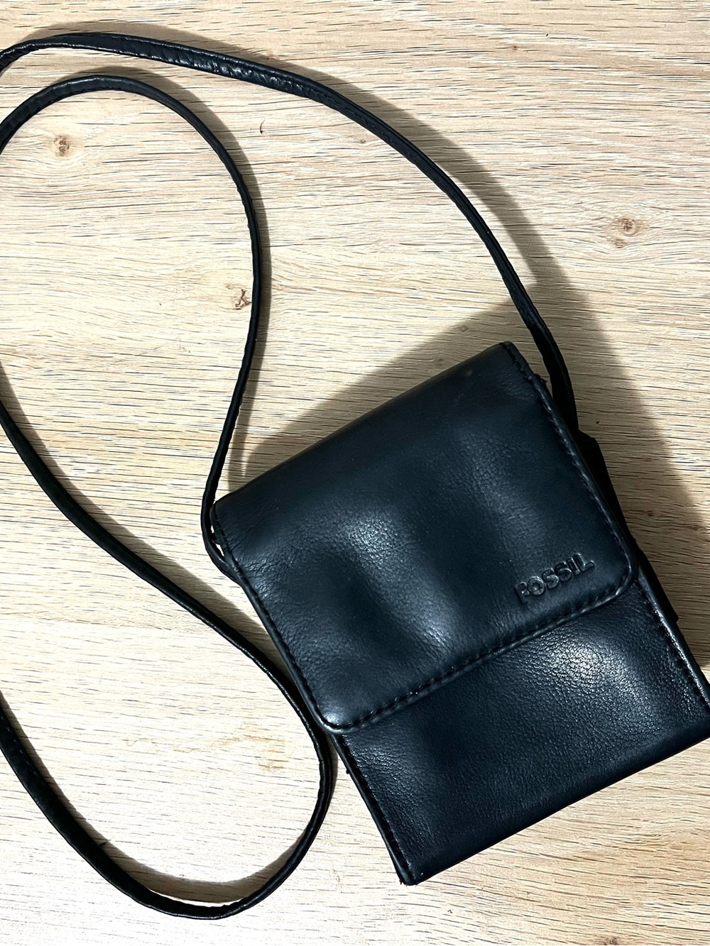 Fossil Black Leather Crossbody Bag